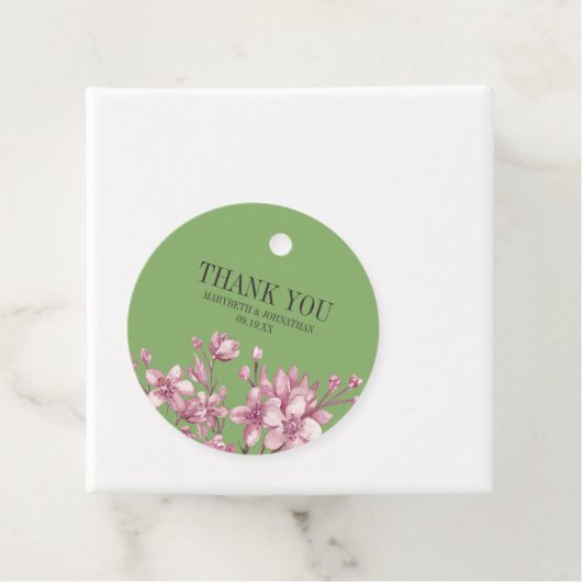 Pink Cherry Blossom Bloemen Bruiloft Dank u Bedankjes Labels (In situ)