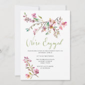 Pink Cherry Blossom Bloemen Verlovingsfeest Kaart (Voorkant)