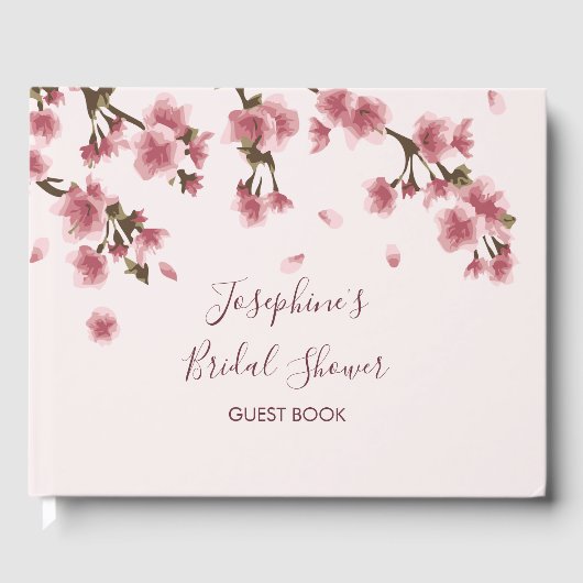 Pink Cherry Blossom Bloemen Vrijgezellenfeest Gastenboek (Voorkant)