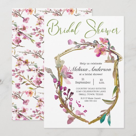 Pink Cherry Blossom Bloemen Vrijgezellenfeest Kaart (Voorkant / Achterkant)