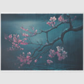 Pink Cherry Blossom Branch, Chinoiserie Tissuepapier (Voorkant)