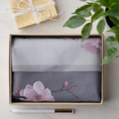 Pink Cherry Blossom Branch Misty Silver Sky Tissuepapier (Geschenk)