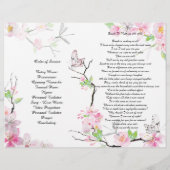 Pink Cherry Blossom & Butterfly Funeral Programme Flyer (Achterkant)