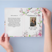 Pink Cherry Blossom & Butterfly Funeral Programme Flyer (Hand)