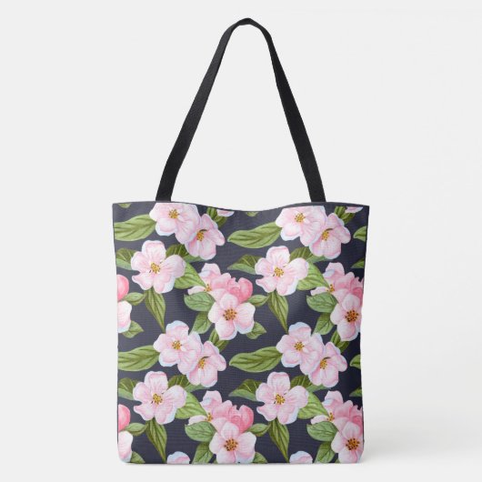 Pink Cherry Blossom Canvas tas (Achterkant)