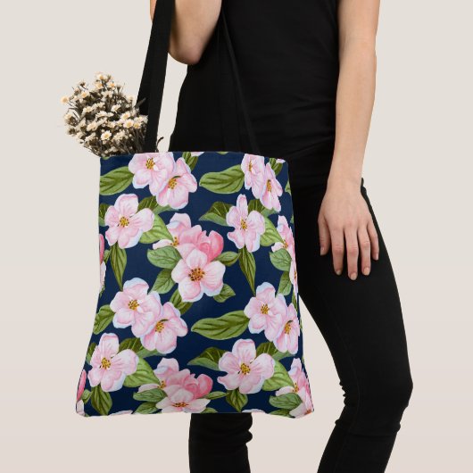 Pink Cherry Blossom Canvas tas (Dichtbij)