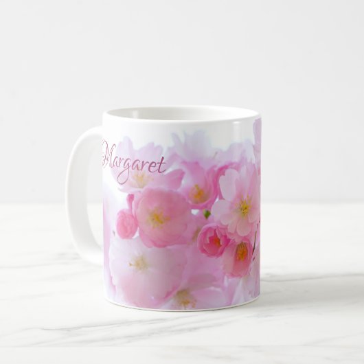 Pink Cherry Blossom Floral Coffee Mok (Voorkant links)