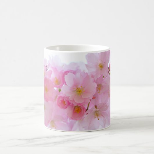 Pink Cherry Blossom Floral Coffee Mok (Center)