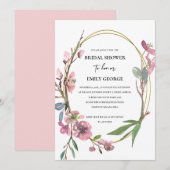 PINK CHERRY BLOSSOM FLORAL VRIJGEZELLENFEEST INVIT BEDANKKAART (Voorkant / Achterkant)