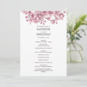 Pink Cherry Blossom Floral Wedding Programme Programmakaart (Staand voorkant)