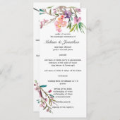 Pink Cherry Blossom Floral Wedding Programme Programmakaart (Voorkant / Achterkant)