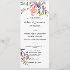 Pink Cherry Blossom Floral Wedding Programme Programmakaart