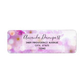 Pink Cherry Blossom Flowers Foto-adres Etiket (Voorkant)