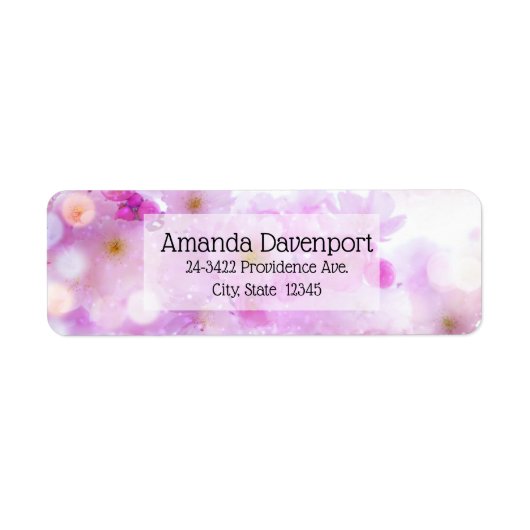 Pink Cherry Blossom Flowers Foto-adres Etiket (Voorkant)