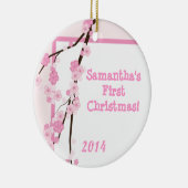 Pink Cherry Blossom gepersonaliseerde naam Ornamen Keramisch Ornament (Rechts)
