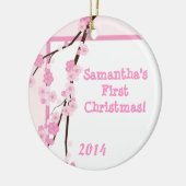Pink Cherry Blossom gepersonaliseerde naam Ornamen Keramisch Ornament (Links)