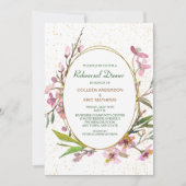 Pink Cherry Blossom Gold Lijst repetitie diner Kaart (Voorkant)