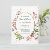 Pink Cherry Blossom Gold Lijst repetitie diner Kaart (Staand voorkant)