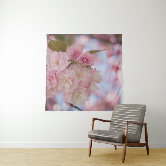 PINK CHERRY BLOSSOM IN CLOSE UP FOTOGRAPHY WANDKLEED (In situ)