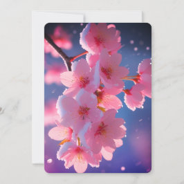 Pink Cherry Blossom in Snow – Elegant Spring Winte Kaart