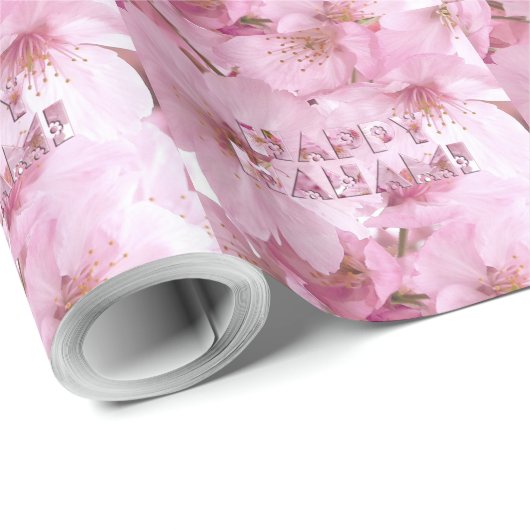 Pink Cherry Blossom Japans festival Happy Hanami Cadeaupapier (Rol Hoek)