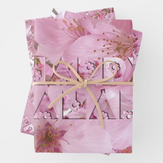 Pink Cherry Blossom Japans festival Happy Hanami Inpakpapier Vel (In situ)