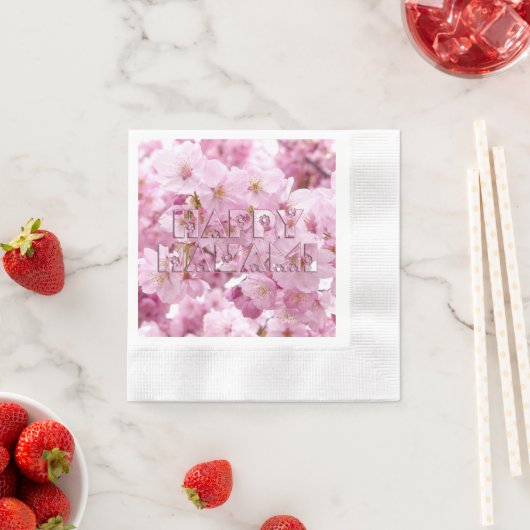 Pink Cherry Blossom Japans festival Happy Hanami Servet (Insitu)