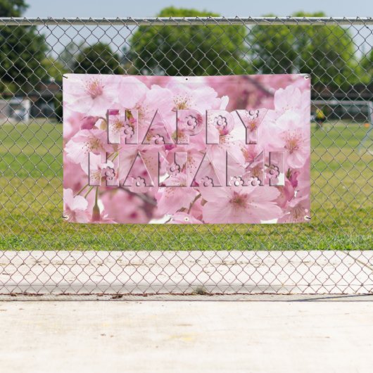 Pink Cherry Blossom Japans festival Happy Hanami Spandoek (Insitu)