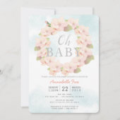 Pink Cherry Blossom Krans Oh Baby shower Kaart (Voorkant)