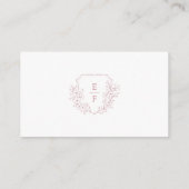 Pink Cherry Blossom Monogram Crest Bruidsregister Informatiekaartje (Achterkant)
