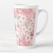 Pink cherry blossom monogram latte mok (Rechts)