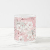 Pink cherry blossom monogram matglas koffiemok (Center)