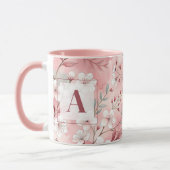 Pink cherry blossom monogram mok (Links)