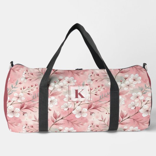 Pink cherry blossom monogram plunjezak (Voorkant)