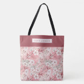 Pink cherry blossom monogram tote bag (Voorkant)