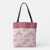 Pink cherry blossom monogram tote bag (Achterkant)