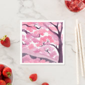 Pink Cherry Blossom | Nature Watercolor Painting Servet (Insitu)