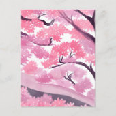 Pink Cherry Blossom | Natuur Waterverf Briefkaart (Voorkant)