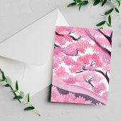 Pink Cherry Blossom | Natuur Waterverf Briefkaart