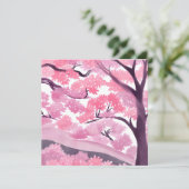 Pink Cherry Blossom | Natuur Waterverf Kaart (Staand voorkant)