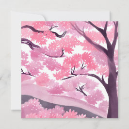 Pink Cherry Blossom | Natuur Waterverf Kaart