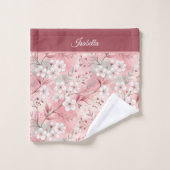 Pink cherry blossom Personalized Bad Handdoek (Wasdoekje)