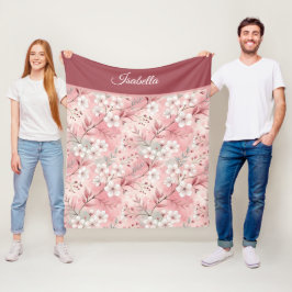 Pink cherry blossom Personalized Fleece Deken