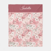 Pink cherry blossom Personalized Fleece Deken (Voorkant)