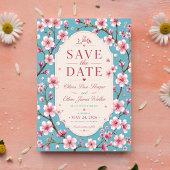 Pink Cherry Blossom Romantic Spring Elegant Sakura Save The Date