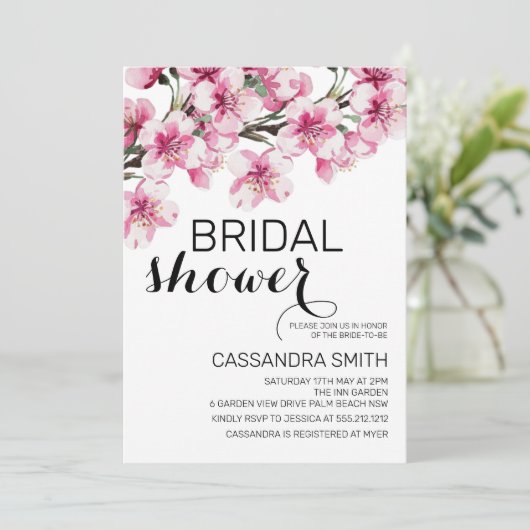 Pink Cherry Blossom Sakura Flower Vrijgezellenfees Kaart (Staand voorkant)