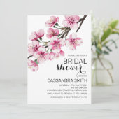 Pink Cherry Blossom Sakura Greenery Vrijgezellenfe Kaart (Staand voorkant)