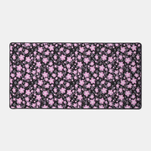 Pink Cherry Blossom Sakura Oriental Floral Pattern Bureaumat (Voorkant)