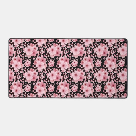 Pink Cherry Blossom Sakura Oriental Floral Pattern Bureaumat (Voorkant)