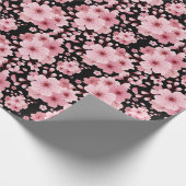 Pink Cherry Blossom Sakura Oriental Floral Pattern Cadeaupapier (Hoek)